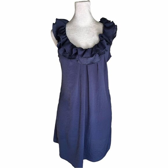 Urban Outfitters Pins & Needles Blue Ruffle Neck Sleeveless Mini Dress. Small. - Picture 2 of 8